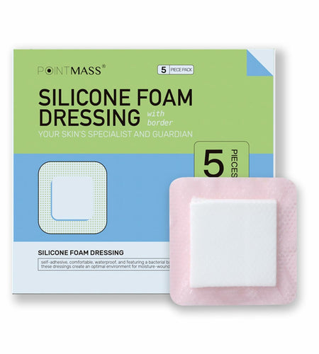 Pointmass 5 Pack 4"x4" Silicone Foam Dressing Waterproof Wound Care OPEN BOX
