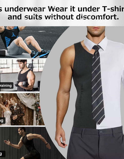 Load image into Gallery viewer, Casey Kevin Men’s Sleeveless Gynecomastia Compression Shirt Body Shaper Grey XXL
