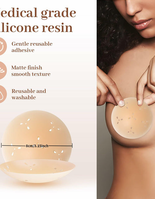 Load image into Gallery viewer, Hotoo Reusable Silicone Nipple Covers Pasties for Strapless Dresses Crème

