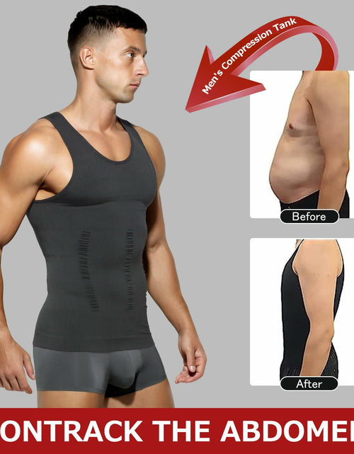 Load image into Gallery viewer, Casey Kevin Men’s Sleeveless Gynecomastia Compression Shirt Body Shaper Grey XXL
