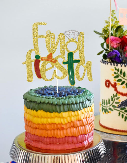Load image into Gallery viewer, Final Fiesta Cake Topper Bachelorette Mexican Theme Bridal Shower Gold
