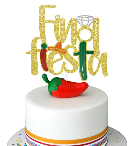 Final Fiesta Cake Topper Bachelorette Mexican Theme Bridal Shower Gold