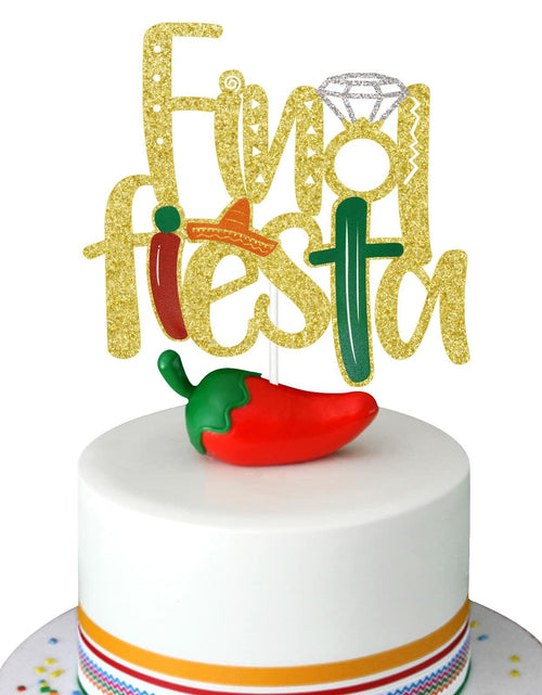 Load image into Gallery viewer, Final Fiesta Cake Topper Bachelorette Mexican Theme Bridal Shower Gold
