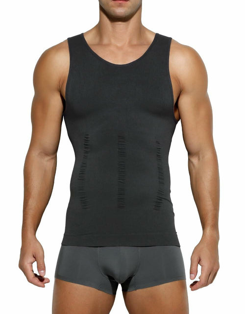 Load image into Gallery viewer, Casey Kevin Men’s Sleeveless Gynecomastia Compression Shirt Body Shaper Grey XXL

