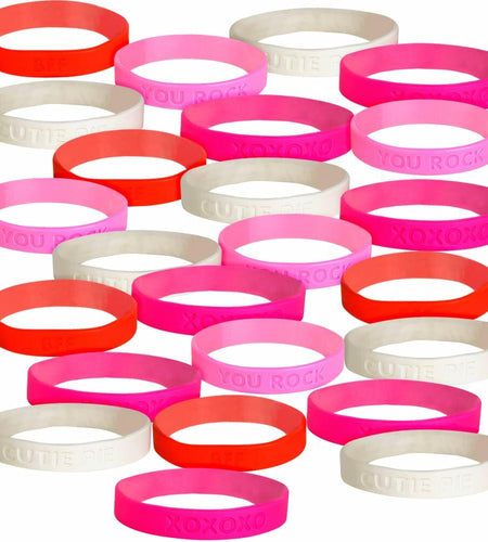 Rhode Island Novelty 8" Valentine's Rubber Bracelets - 24 Pieces