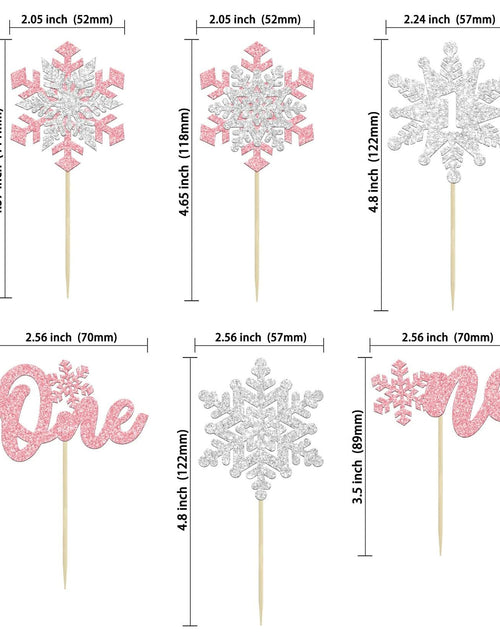 Load image into Gallery viewer, Gyufise 24Pcs Double Layer Pink Glitter Snowflake Cupcake Toppers Paper
