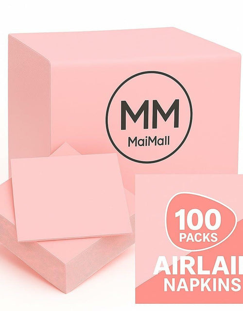 Load image into Gallery viewer, MalMall 100-Pack Airlaid Pink Cocktail Napkins 1-Ply 4.9x4.9in Soft Absorbent
