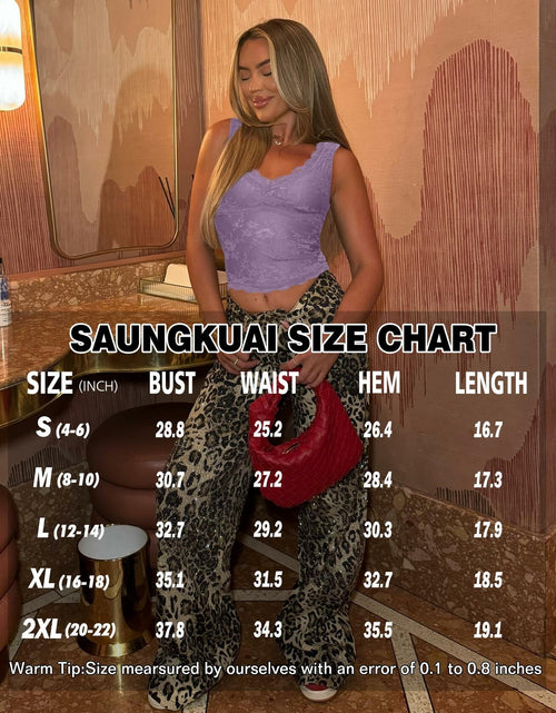 Load image into Gallery viewer, SAUNGKUAI Women's Sexy V Neck Sleeveless Lace Floral Top PinkPurple Size XL
