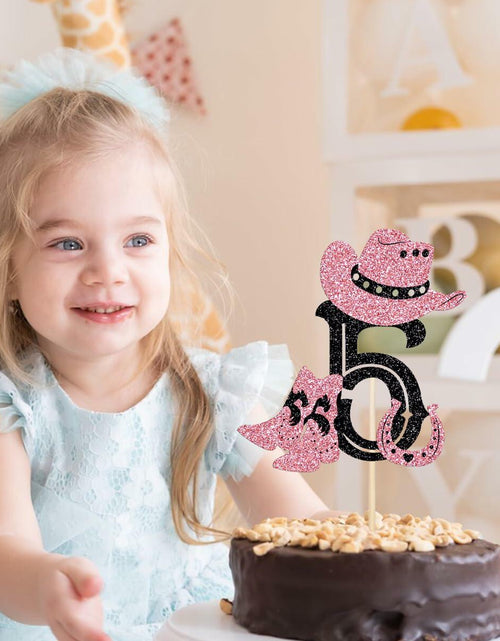 Load image into Gallery viewer, Cowboy 5th Birthday Cake Topper Western Party Decorations for Boys &amp; Girls
