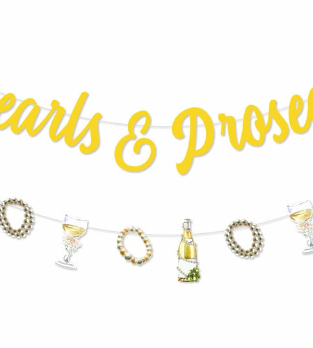 Sursurprise Pearls & Prosecco Bridal Shower Banner Bachelorette Wedding Decor