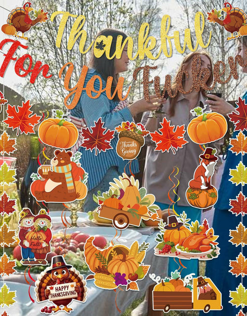 Load image into Gallery viewer, Yavxzvbw Thankful for You Banner Fall Leaves Garland Orange Thanksgiving
