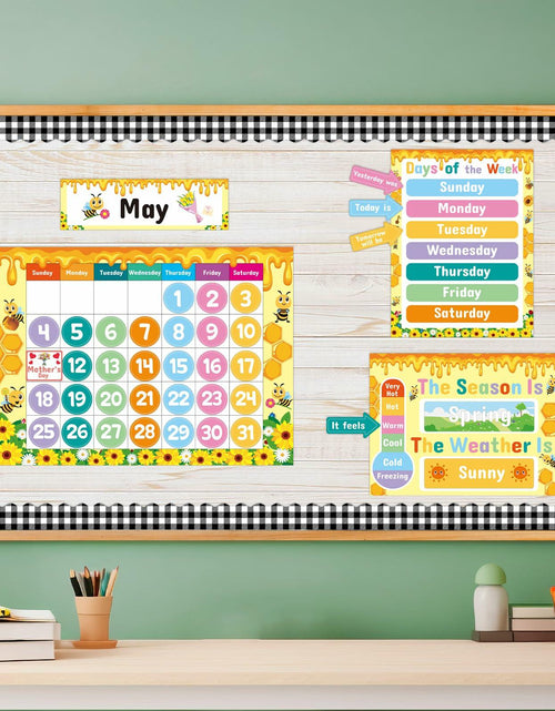 Load image into Gallery viewer, Bee Classroom Calendar Set Back to School Bulletin Board Decoration w/ Stickers
