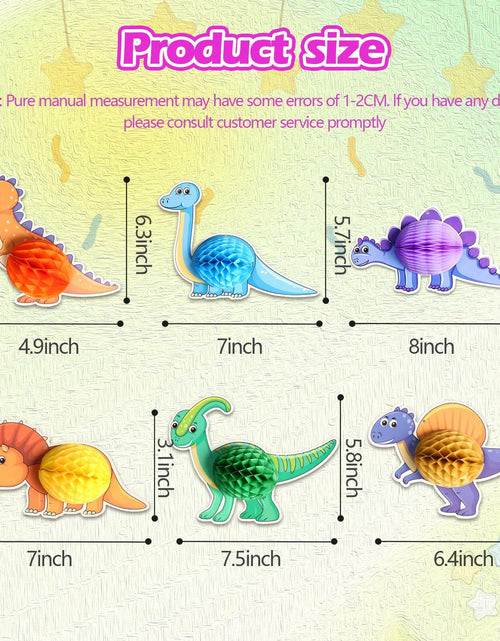 Load image into Gallery viewer, Qquetiee 6 Pcs Dinosaur Birthday Decorations Honeycomb Balls Hanging Swirls
