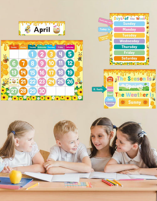 Load image into Gallery viewer, Bee Classroom Calendar Set Back to School Bulletin Board Decoration w/ Stickers
