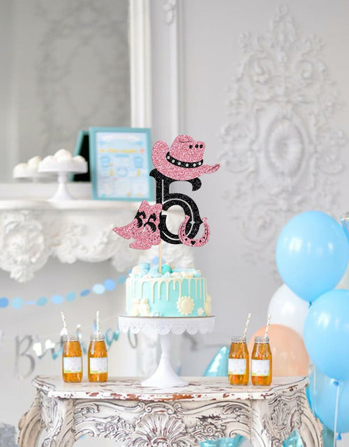 Load image into Gallery viewer, Cowboy 5th Birthday Cake Topper Western Party Decorations for Boys &amp; Girls
