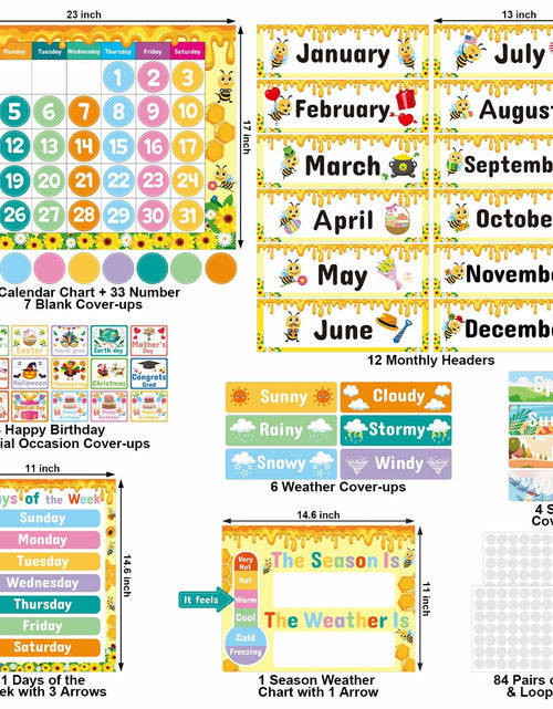 Load image into Gallery viewer, Bee Classroom Calendar Set Back to School Bulletin Board Decoration w/ Stickers
