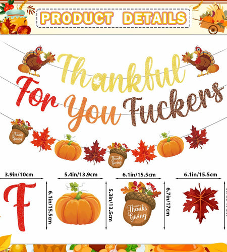 Yavxzvbw Thankful for You Banner Fall Leaves Garland Orange Thanksgiving