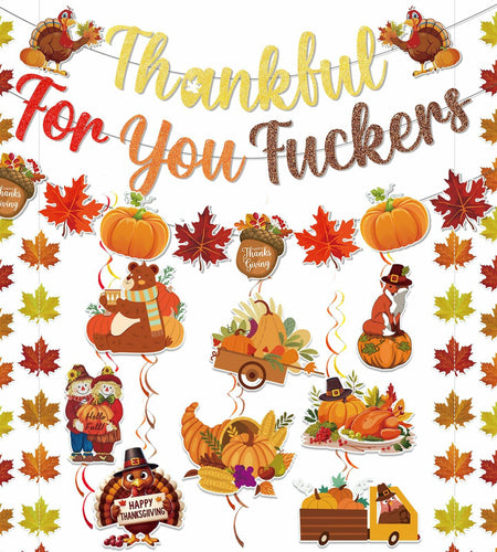 Yavxzvbw Thankful for You Banner Fall Leaves Garland Orange Thanksgiving