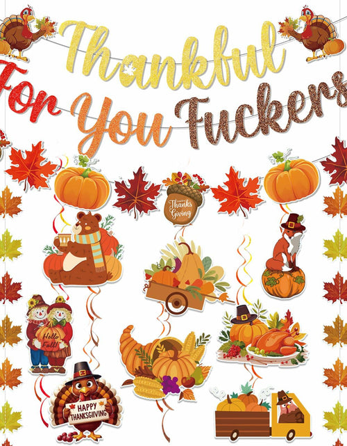 Load image into Gallery viewer, Yavxzvbw Thankful for You Banner Fall Leaves Garland Orange Thanksgiving
