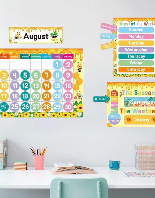Load image into Gallery viewer, Bee Classroom Calendar Set Back to School Bulletin Board Decoration w/ Stickers
