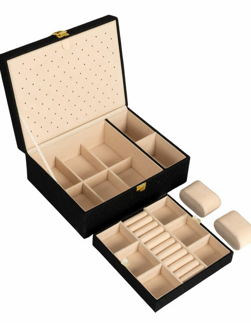 Load image into Gallery viewer, Household Essentials Vegan Leather Travel Jewelry Organizer Box Caramel
