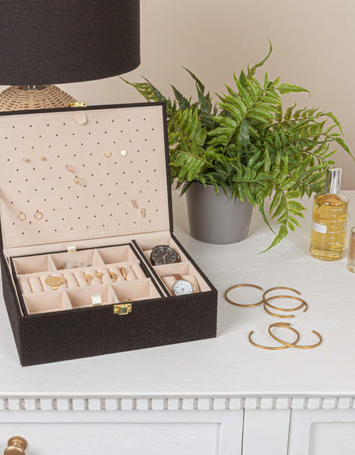 Load image into Gallery viewer, Household Essentials Vegan Leather Travel Jewelry Organizer Box Caramel
