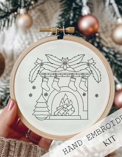 Load image into Gallery viewer, OVLADA Christmas Embroidery Kit DIY Adults&amp;Kids Starter Stamped Pattern White A
