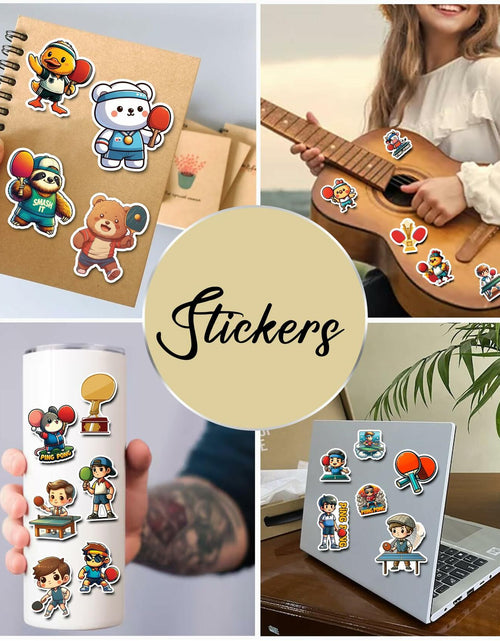 Load image into Gallery viewer, BIGZORO 50PCS Ping Pong Table Tennis Stickers Waterproof Vinyl Decals
