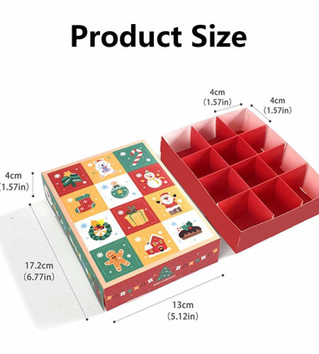 IPEWOEF 5PCS Christmas Gift Boxes 12-Grid Advent Surprise DIY Holiday Box