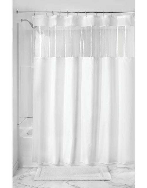 Load image into Gallery viewer, InterDesign Fabric Shower Curtain White Clear 72x72 Inches
