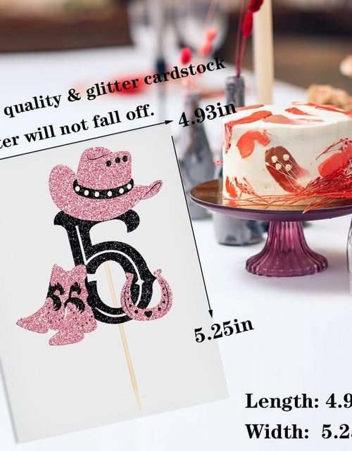 Load image into Gallery viewer, Cowboy 5th Birthday Cake Topper Western Party Decorations for Boys &amp; Girls
