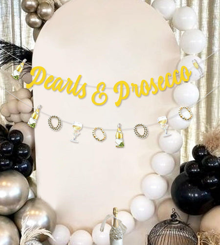 Sursurprise Pearls & Prosecco Bridal Shower Banner Bachelorette Wedding Decor