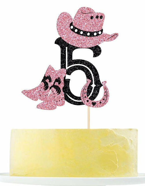 Load image into Gallery viewer, Cowboy 5th Birthday Cake Topper Western Party Decorations for Boys &amp; Girls
