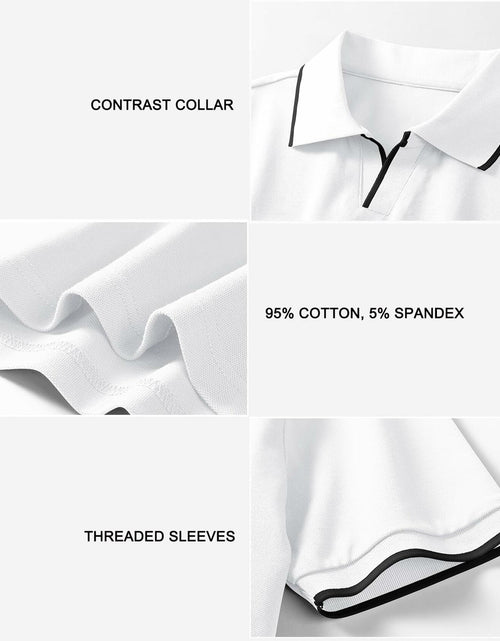 Load image into Gallery viewer, Aiyino Men's Muscle V Neck Polo Shirt Slim Fit Cotton Golf Tee White Size M
