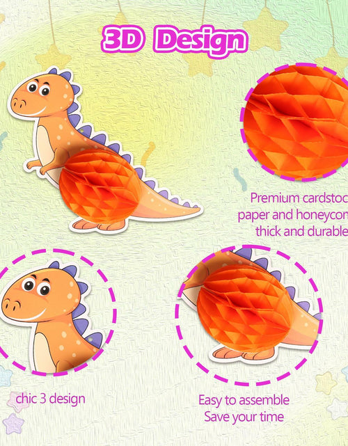 Load image into Gallery viewer, Qquetiee 6 Pcs Dinosaur Birthday Decorations Honeycomb Balls Hanging Swirls
