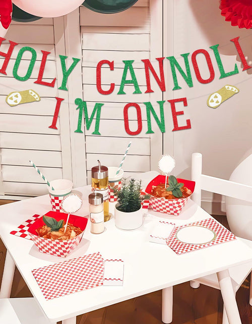 Load image into Gallery viewer, Sursurprise Holy Cannoli 1st Birthday Banner Italian Food Theme 1 Year Old
