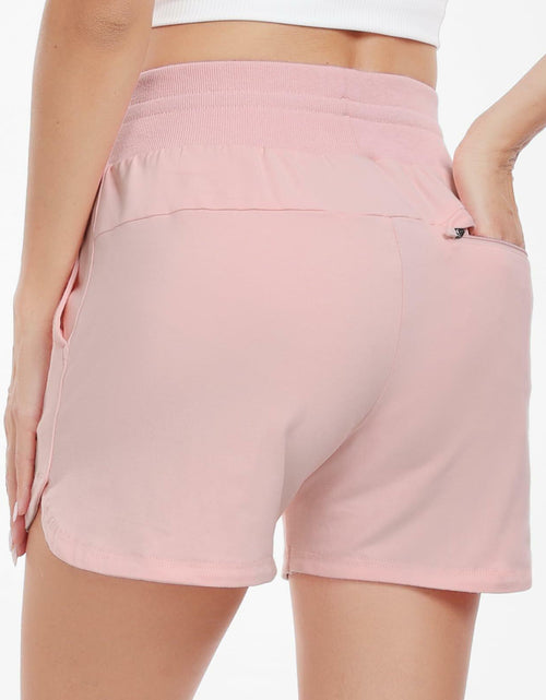 Load image into Gallery viewer, Haimont Women's Cotton High Waist Sweat Shorts 4" Pink 3 Pockets Size XS
