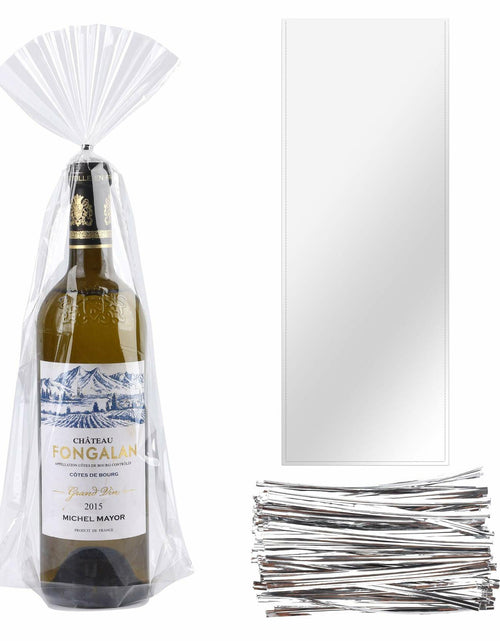 Load image into Gallery viewer, Kolewo4ever Wine Bottle Gift Bags Green Organza 8x16in 100pcs + 200 Twist Ties
