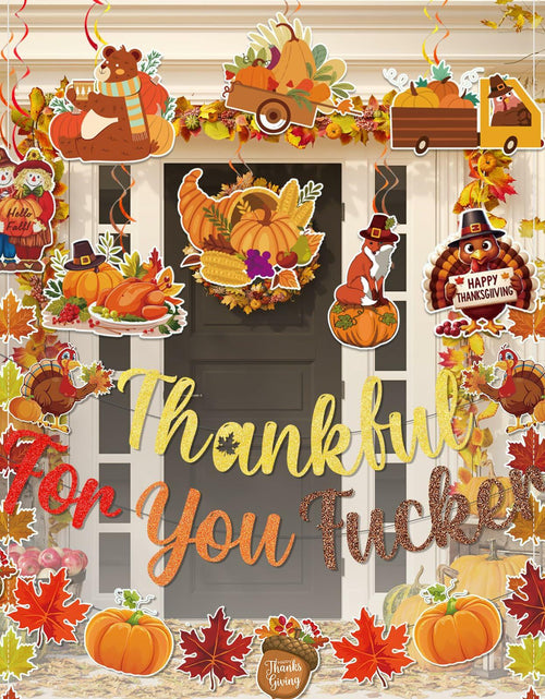 Load image into Gallery viewer, Yavxzvbw Thankful for You Banner Fall Leaves Garland Orange Thanksgiving
