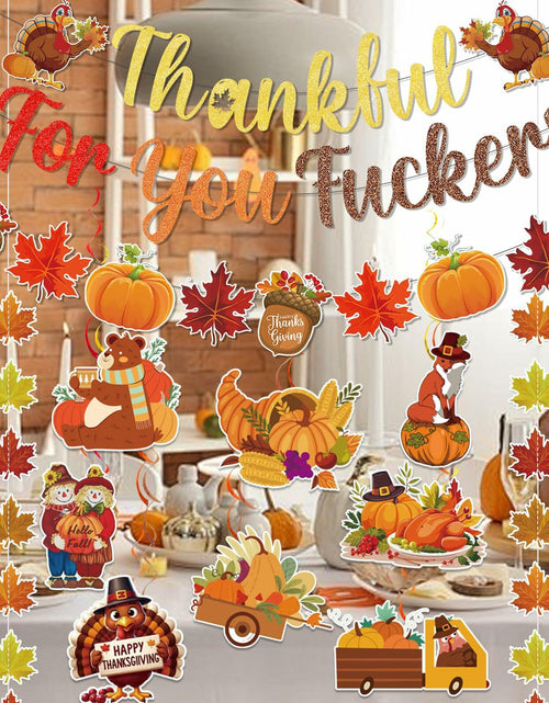 Load image into Gallery viewer, Yavxzvbw Thankful for You Banner Fall Leaves Garland Orange Thanksgiving

