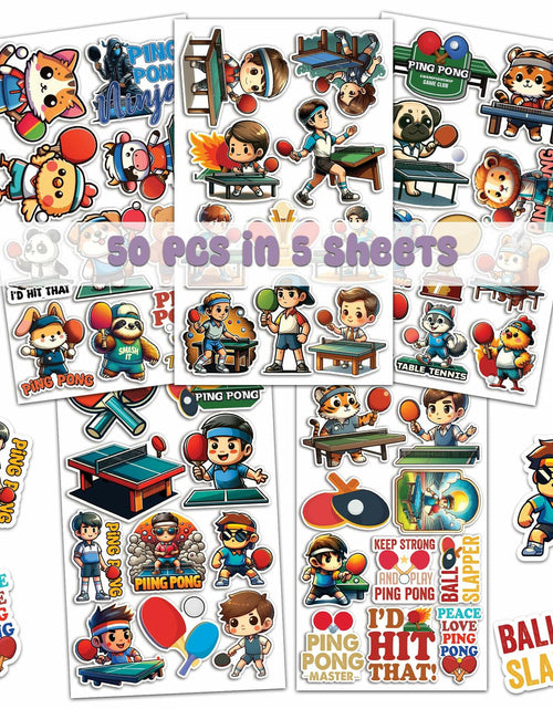 Load image into Gallery viewer, BIGZORO 50PCS Ping Pong Table Tennis Stickers Waterproof Vinyl Decals
