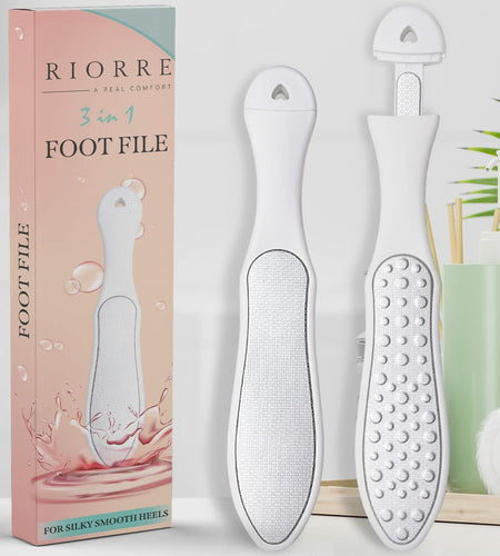 Riorre Professional 3-in-1 Foot Scrubber Callus Remover White Pack 1