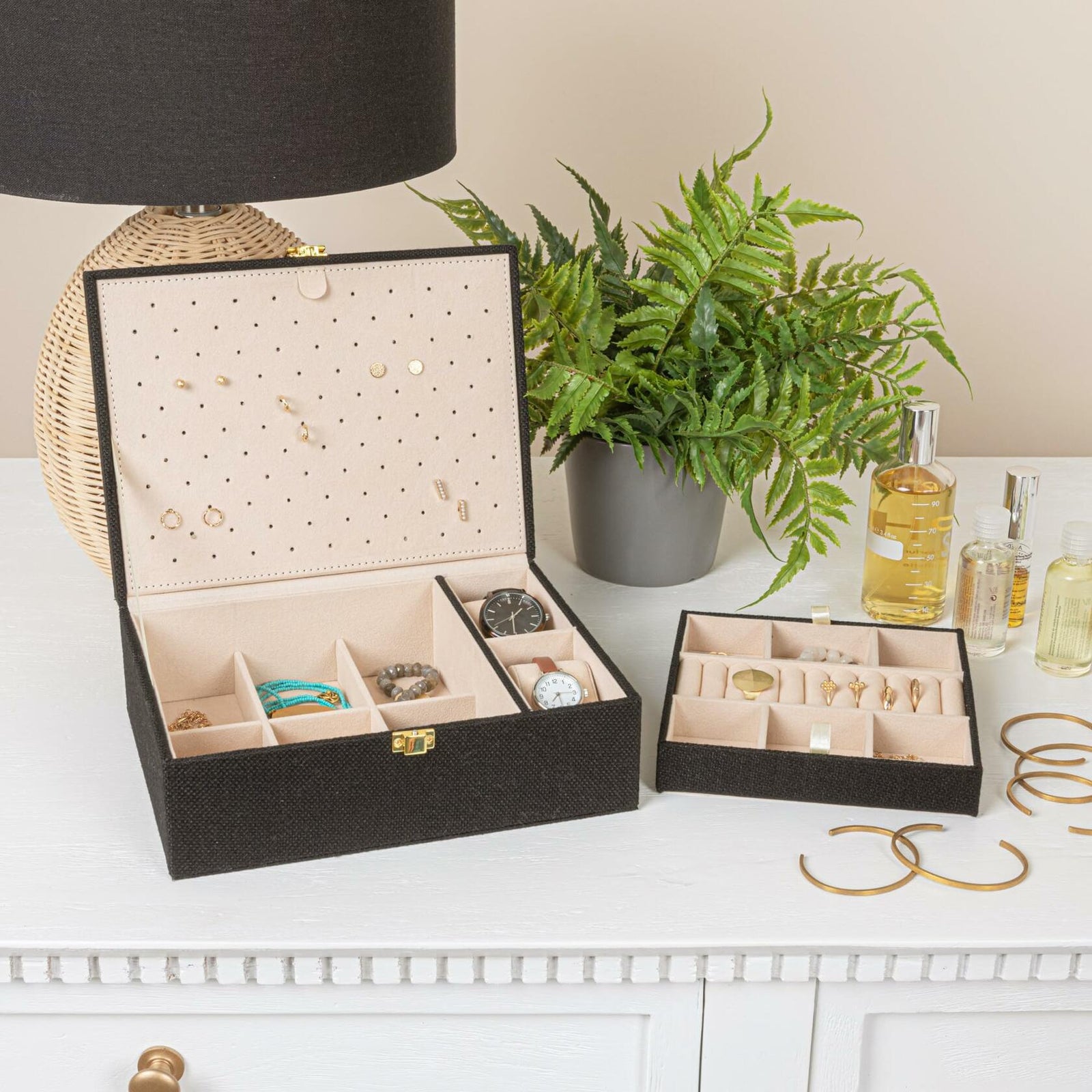 Household Essentials Vegan Leather Travel Jewelry Organizer Box Caramel