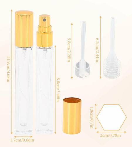 5PCS 10ml Mini Perfume Refillable Bottles Travel Atomizer Set with Dispenser