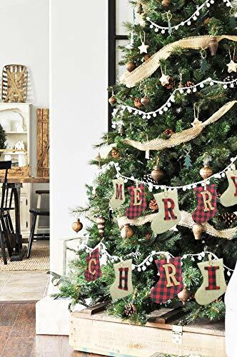 Load image into Gallery viewer, KINNJAS Merry Christmas Burlap Sock Banner 28 Piece Cotton Decoration

