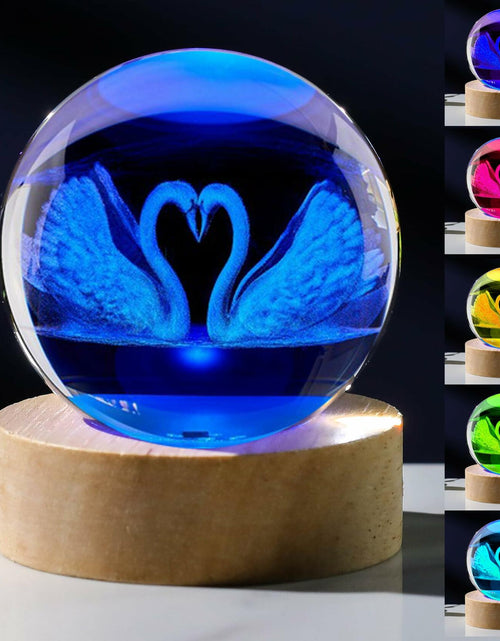 Load image into Gallery viewer, 3D Swan Gifts Crystal Ball 60mm Glass Figurine Decor White Crystal
