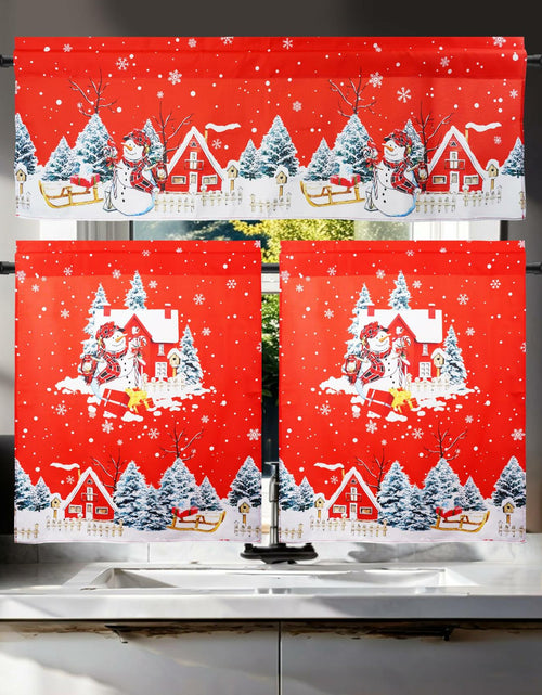 Load image into Gallery viewer, aiwkjdns 3 Piece Christmas Kitchen Window Curtains Set Red Rayon 27.5x36 in
