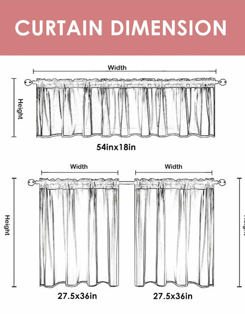 Load image into Gallery viewer, aiwkjdns 3 Piece Christmas Kitchen Window Curtains Set Red Rayon 27.5x36 in
