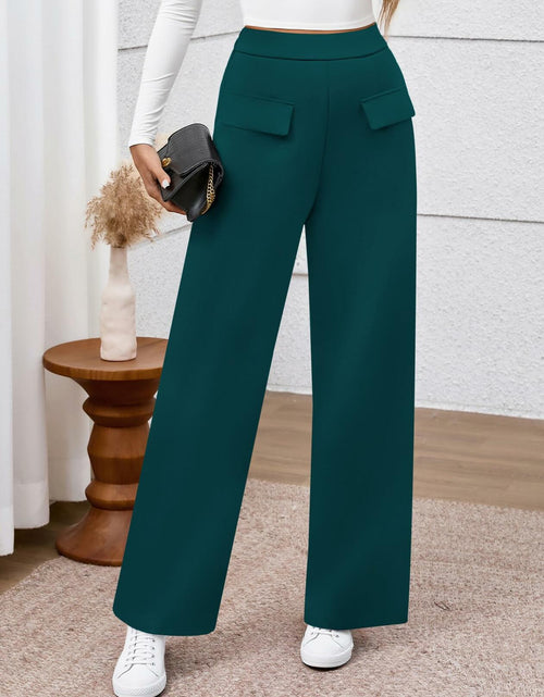 Load image into Gallery viewer, BTFBM Women's High Waisted Stretchy Palazzo Pants Dark Blue Size L
