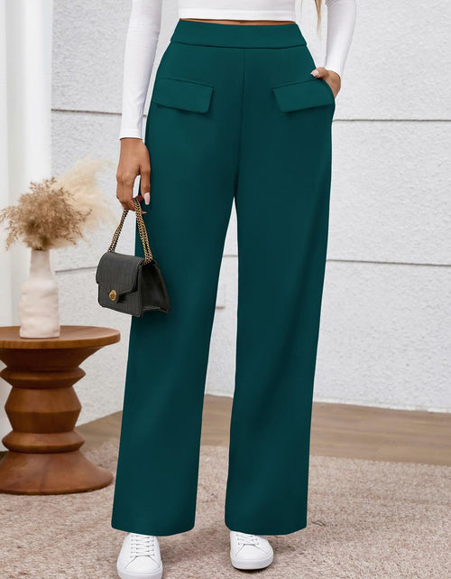 Load image into Gallery viewer, BTFBM Women's High Waisted Stretchy Palazzo Pants Dark Blue Size L
